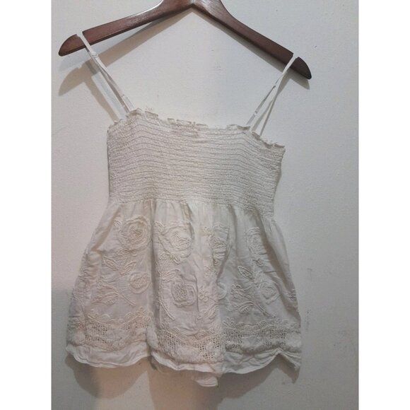 Womens Baby Doll Y2K Coquette Crochet Embroidered Lace Size XS Top Ivory - Picture 8 of 8